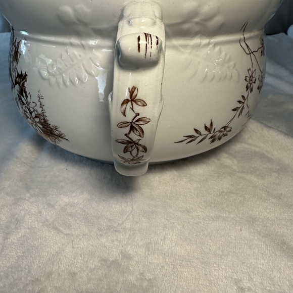 VTG A. J. Wilkins Chamber Pot Bowl Planter Brown Floral Royal Ironstone England - Picture 4 of 9